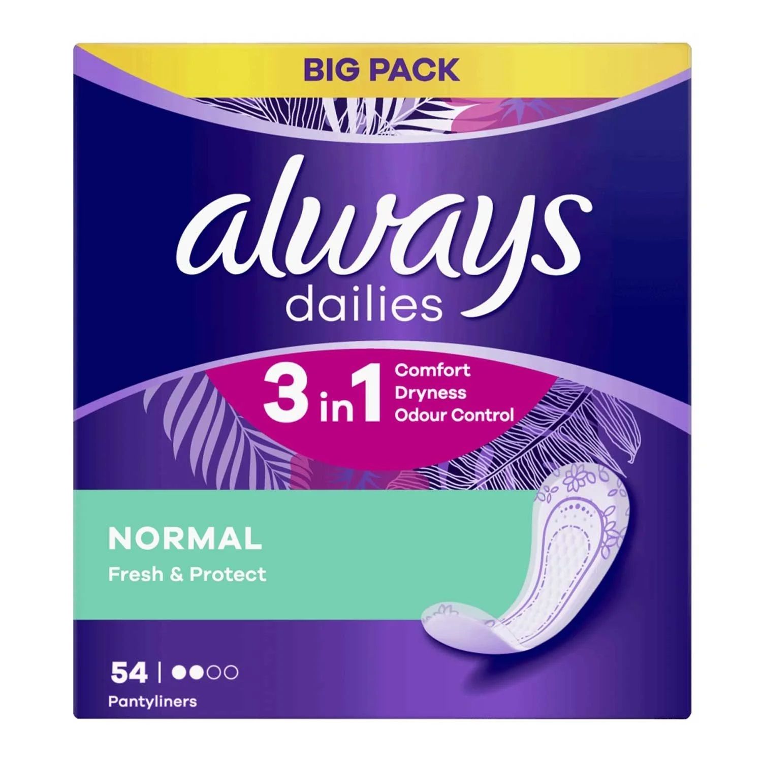 Always Dailies 54 Pantyliners Normal Fresh & Protect 3in1